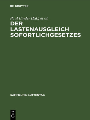cover image of Der Lastenausgleich Sofortlichgesetzes
